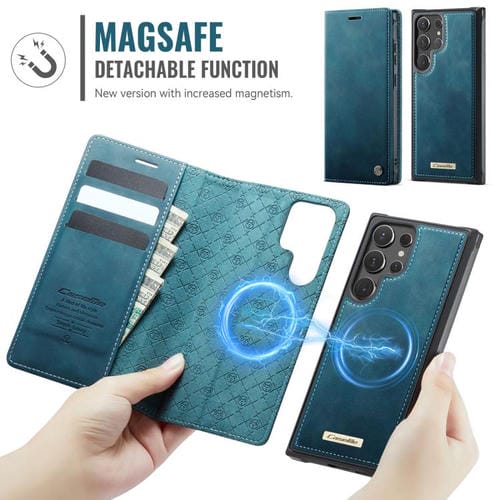 Funda de cuero desmontable con bloqueo RFID magnético para Samsung Galaxy S22 Ultra 5G CaseMe C49 (verde)