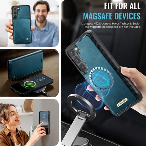 Funda de cuero desmontable con bloqueo RFID magnético para Samsung Galaxy S23 5G CaseMe C49 (verde)