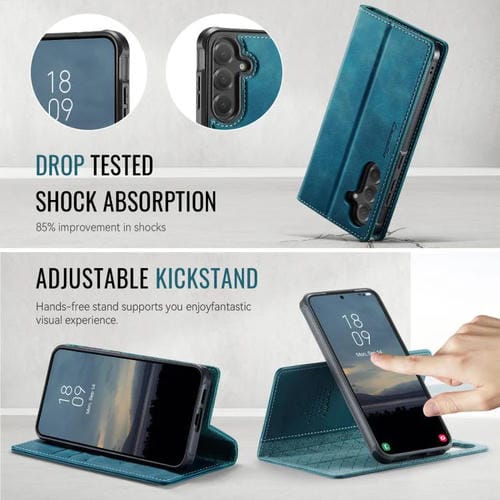 Funda de cuero desmontable con bloqueo RFID magnético para Samsung Galaxy S23 5G CaseMe C49 (verde)