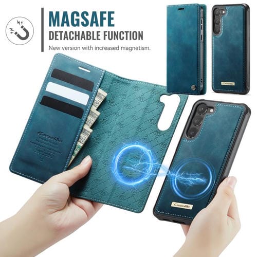 Funda de cuero desmontable con bloqueo RFID magnético para Samsung Galaxy S23 5G CaseMe C49 (verde)