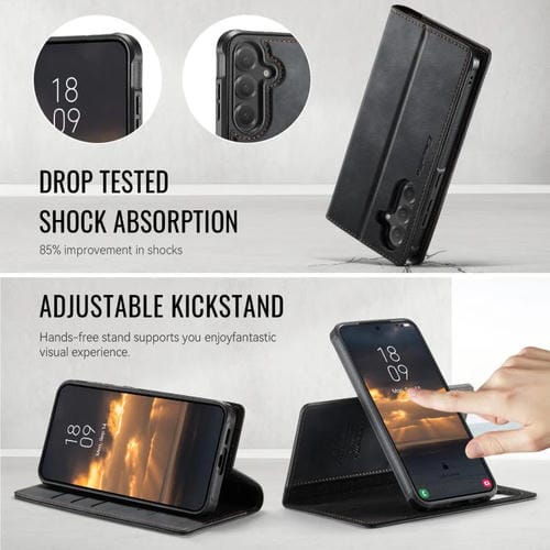 Funda de cuero desmontable con bloqueo RFID magnético para Samsung Galaxy S23+ 5G CaseMe C49 (negro)