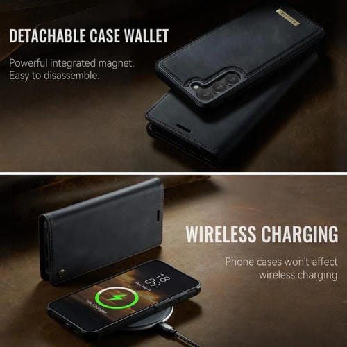 Funda de cuero desmontable con bloqueo RFID magnético para Samsung Galaxy S23+ 5G CaseMe C49 (negro)