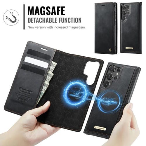 Funda de cuero desmontable con bloqueo RFID magnético para Samsung Galaxy S23 Ultra 5G CaseMe C49 (negro)
