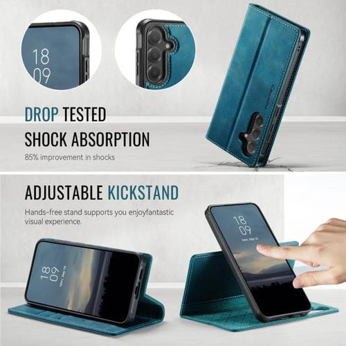 Funda de cuero desmontable con bloqueo RFID magnético CaseMe C49 para Samsung Galaxy S23 FE 5G (verde)