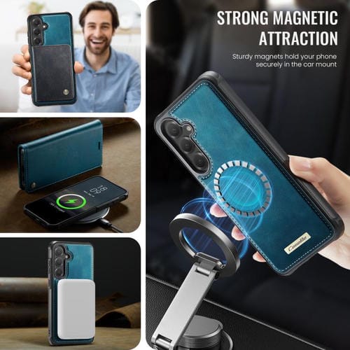 Funda de cuero desmontable CaseMe C49 con bloqueo RFID magnético para Samsung Galaxy S24+/S25+ (verde)