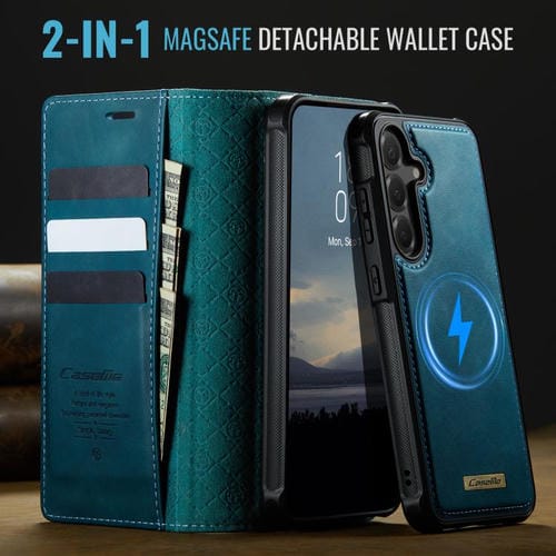 Funda de cuero desmontable CaseMe C49 con bloqueo RFID magnético para Samsung Galaxy S24+/S25+ (verde)