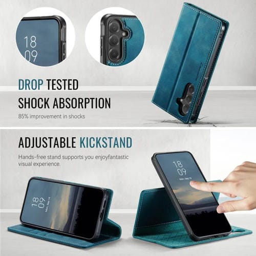Funda de cuero desmontable CaseMe C49 con bloqueo RFID magnético para Samsung Galaxy S24+/S25+ (verde)