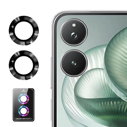 ENKAY Hat-Prince - Lente de cámara trasera 9H con película de vidrio templado de aleación de aluminio para Xiaomi Mix Flip 2 (negro)