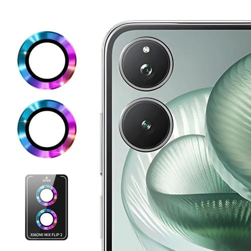 ENKAY Hat-Prince - Lente de cámara trasera 9H con película de vidrio templado de aleación de aluminio para Xiaomi Mix Flip 2 (colorida)