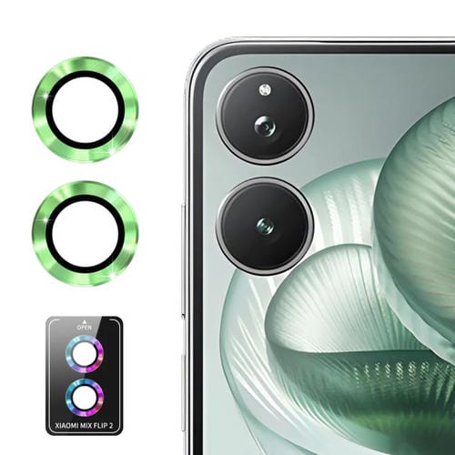 ENKAY Hat-Prince - Lente de cámara trasera 9H con película de vidrio templado de aleación de aluminio para Xiaomi Mix Flip 2 (verde claro)