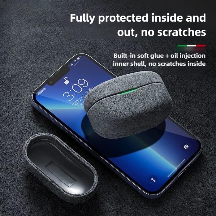 Funda protectora de cuero con tapa de gamuza para auriculares Bluetooth Sony WF-1000 XM4 (gris oscuro)
