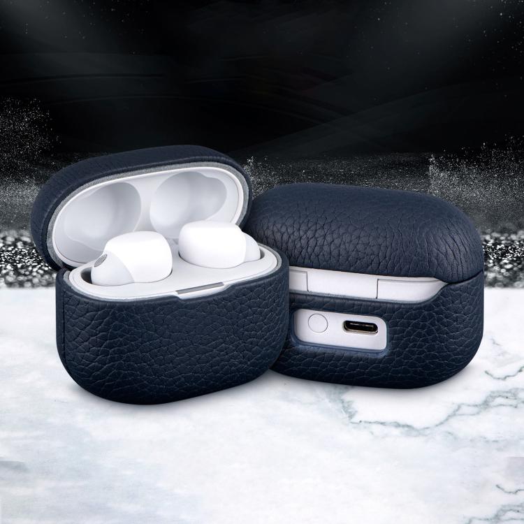 Funda protectora de cuero genuino con estampado de lichi para auriculares Bluetooth Sony LinkBuds S (marrón)