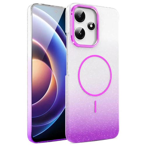 Funda MagSafe a prueba de golpes para Xiaomi Poco X7 Pro con purpurina dorada y degradado (morado)