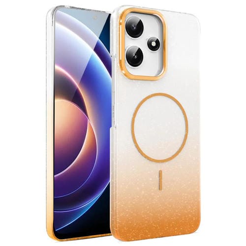 Funda MagSafe a prueba de golpes para Xiaomi Poco X7 Pro con purpurina dorada y degradado (dorada)