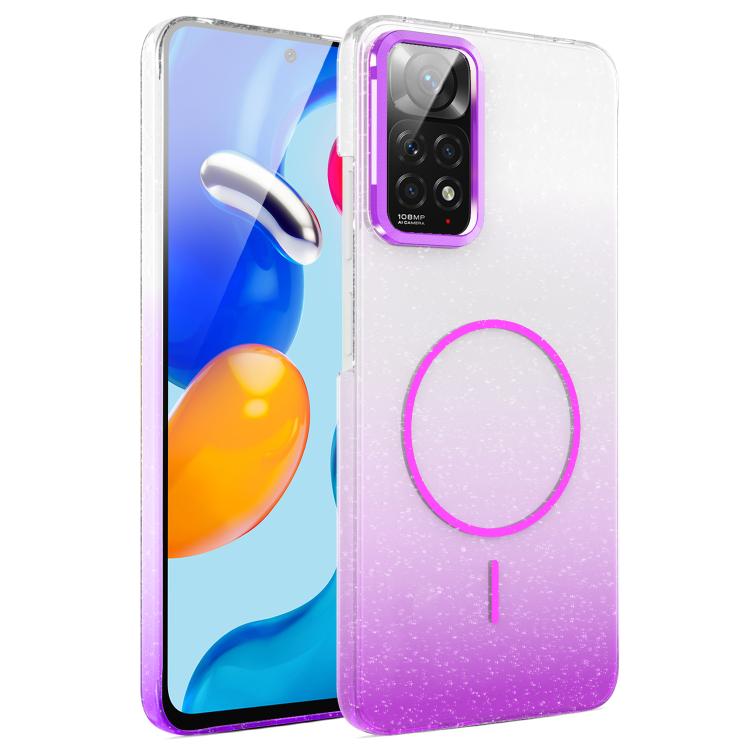 Funda MagSafe a prueba de golpes para Xiaomi Redmi Note 10/10s con purpurina dorada y degradado (morado)