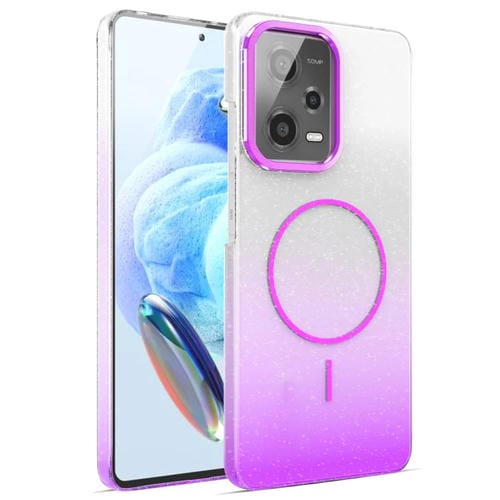 Funda para Xiaomi Redmi Note 12 Pro 5G con purpurina dorada y degradado MagSafe a prueba de golpes (morado)