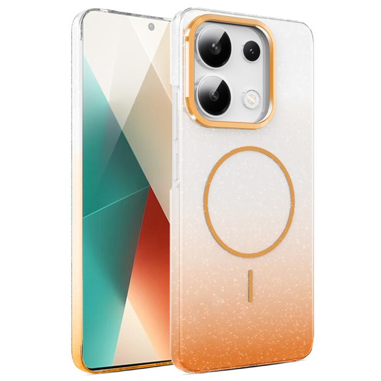 Funda MagSafe a prueba de golpes para Xiaomi Redmi Note 13 4G con purpurina dorada y degradado (dorada)