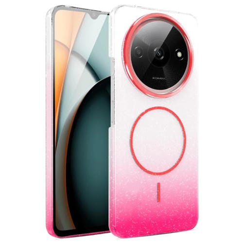 Funda MagSafe a prueba de golpes con degradado de brillo y diamante dorado para Xiaomi Redmi A3 4G/A3x (roja)