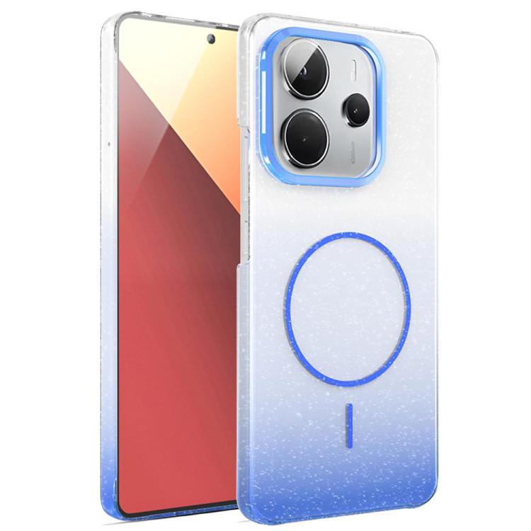 Funda MagSafe a prueba de golpes para Redmi Note 14 4G Global, 163,25 mm, con purpurina dorada y degradado (azul)