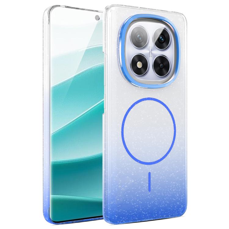 Funda MagSafe a prueba de golpes con degradado de brillo y diamante dorado para Xiaomi Poco X7 5G (azul)