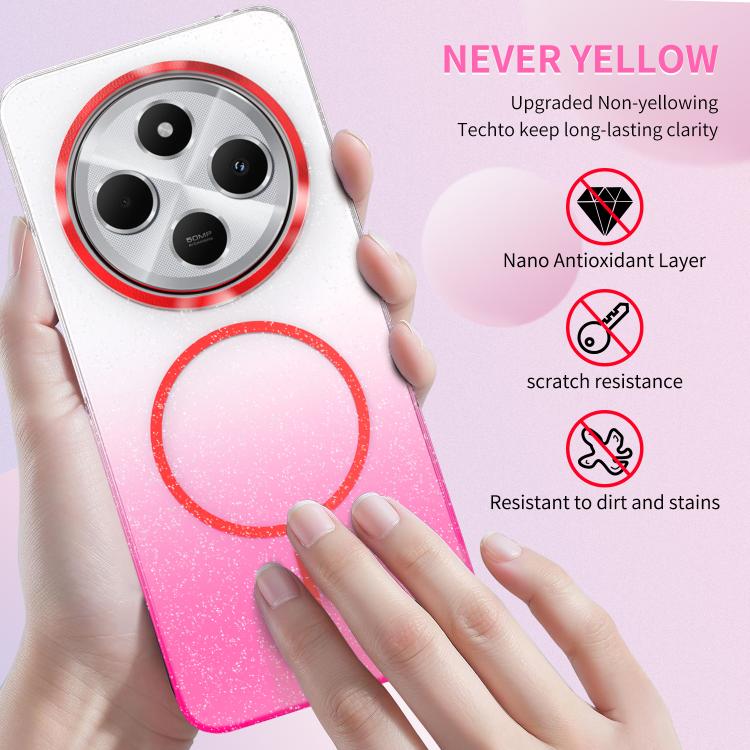Funda MagSafe a prueba de golpes para Xiaomi Redmi Note 12 4G con purpurina dorada y degradado (dorado)