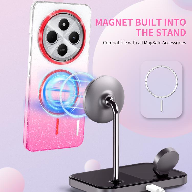 Funda MagSafe a prueba de golpes para Xiaomi Redmi Note 10/10s con purpurina dorada y degradado (morado)
