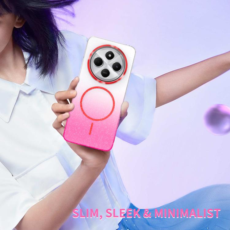 Funda MagSafe a prueba de golpes para Xiaomi Redmi Note 12 4G con purpurina dorada y degradado (rojo)