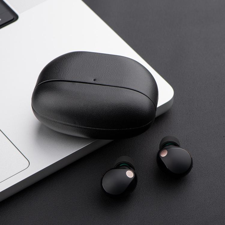 Funda protectora de cuero genuino granulado para auriculares Bluetooth Sony WF-1000XM5 (amarilla)