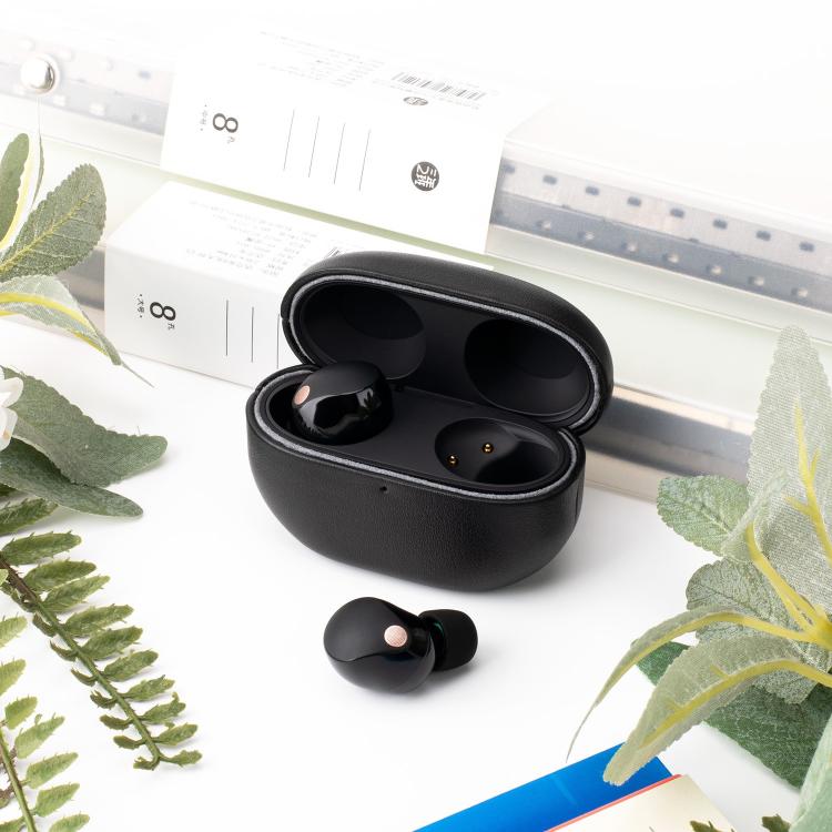 Funda protectora de cuero genuino granulado para auriculares Bluetooth Sony WF-1000XM5 (flor, jengibre y hierba)