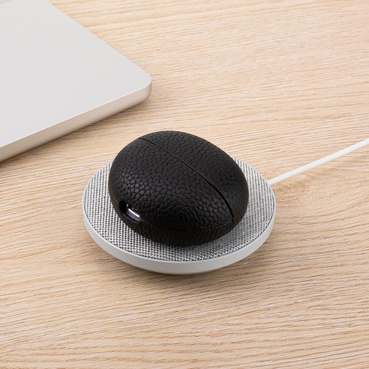 Funda protectora de cuero genuino con estampado de lichi para auriculares Bluetooth Huawei FreeClip (negro)