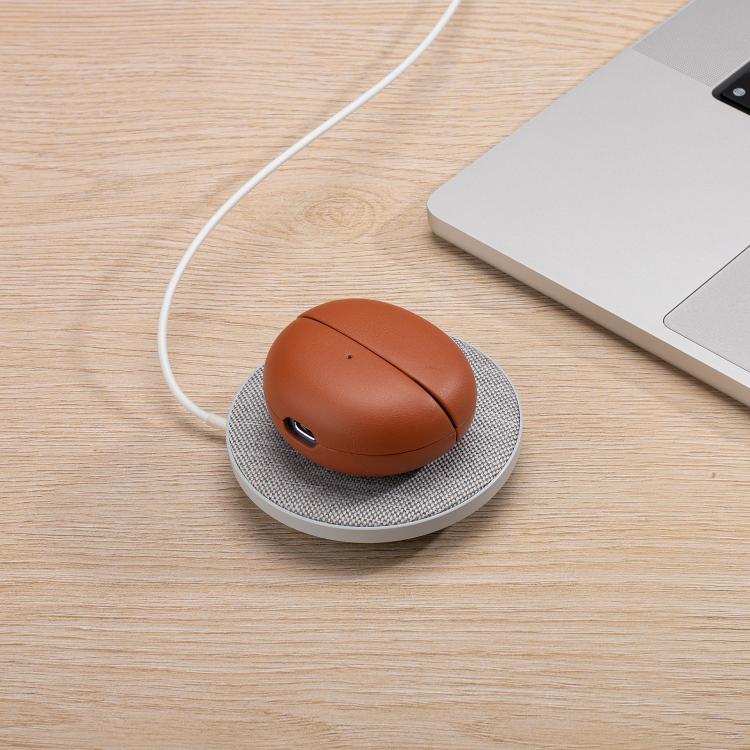 Funda protectora de cuero genuino granulado para auriculares Bluetooth Huawei FreeClip (marrón)
