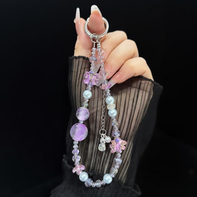 Cadena para teléfono con borlas de cristal púrpura Hulu