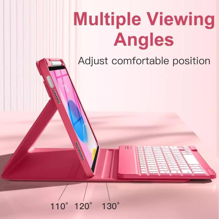 Funda de silicona y cuero con teclado Bluetooth para iPad Pro 11 (2021/2022) con ranura para bolígrafo (rosa cereza)