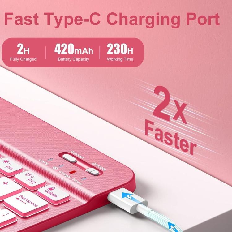 Funda de silicona con teclado Bluetooth para iPad 2025 y ranura para bolígrafo (rosa cereza)