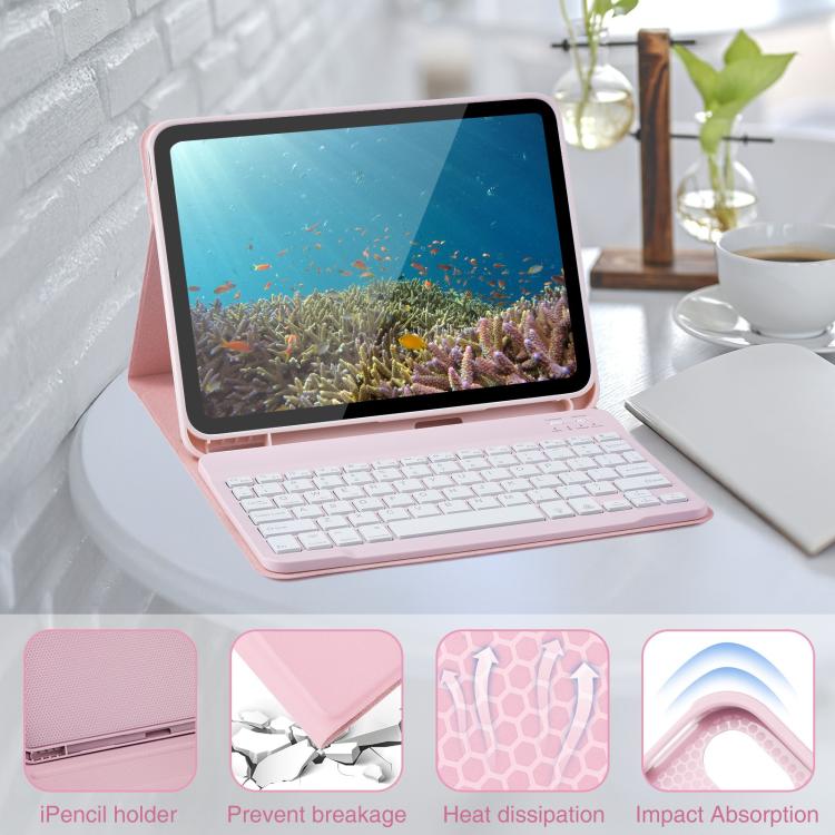 Funda de cuero para Samsung Galaxy Tab A9+ con teclado magnético retroiluminado (rosa cerezo)