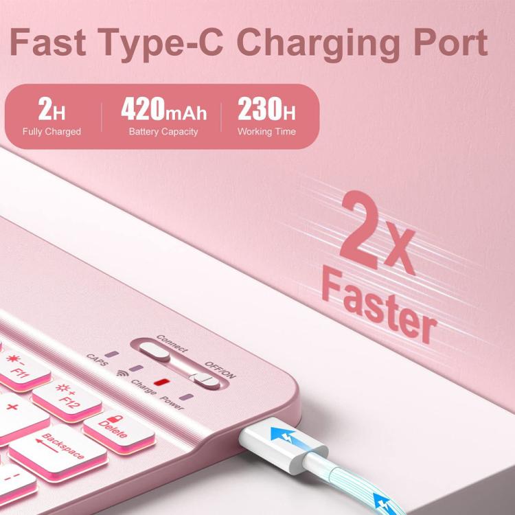 Funda de cuero para Samsung Galaxy Tab A9+ con teclado magnético retroiluminado (rosa cerezo)