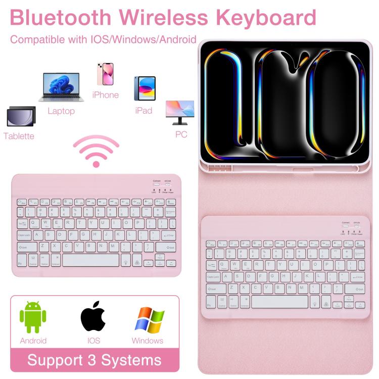 Funda de cuero para Samsung Galaxy Tab A9+ con teclado magnético retroiluminado (rosa cerezo)