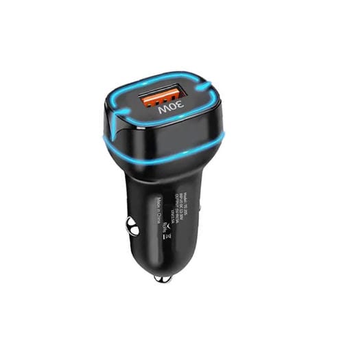 Cargador USB para coche QC3.0 de 30 W (negro)