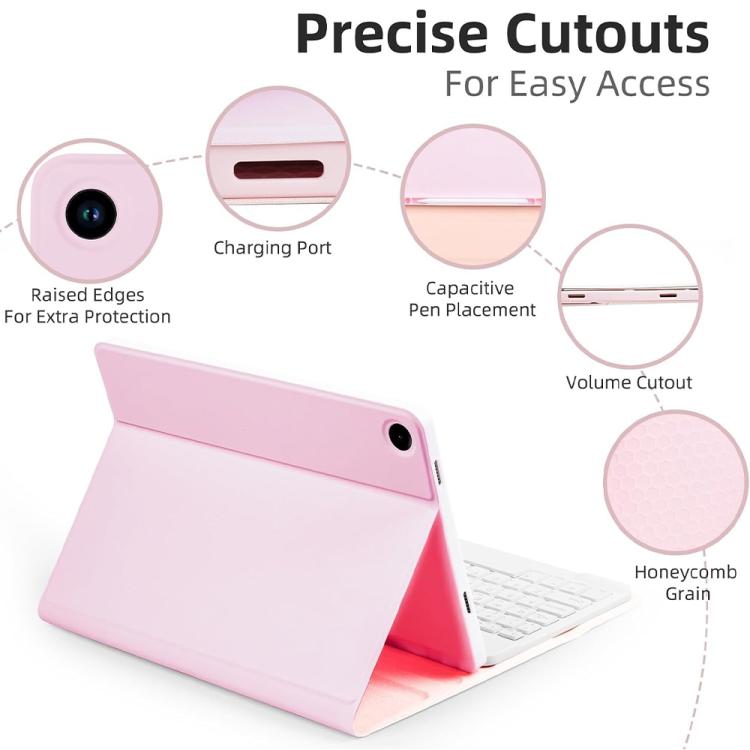 Funda protectora de cuero con teclado Bluetooth retroiluminado de colores para iPad Air 2022/2020 de 10,9 pulgadas (morado claro)