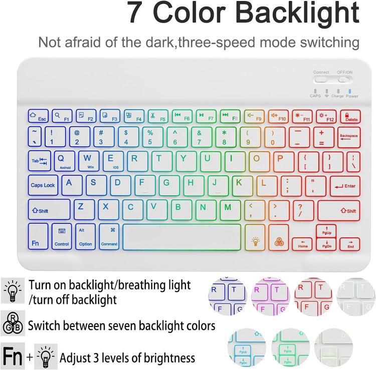 Funda protectora de cuero con teclado Bluetooth retroiluminado de colores para iPad Air 11 (2024) (azul cielo)