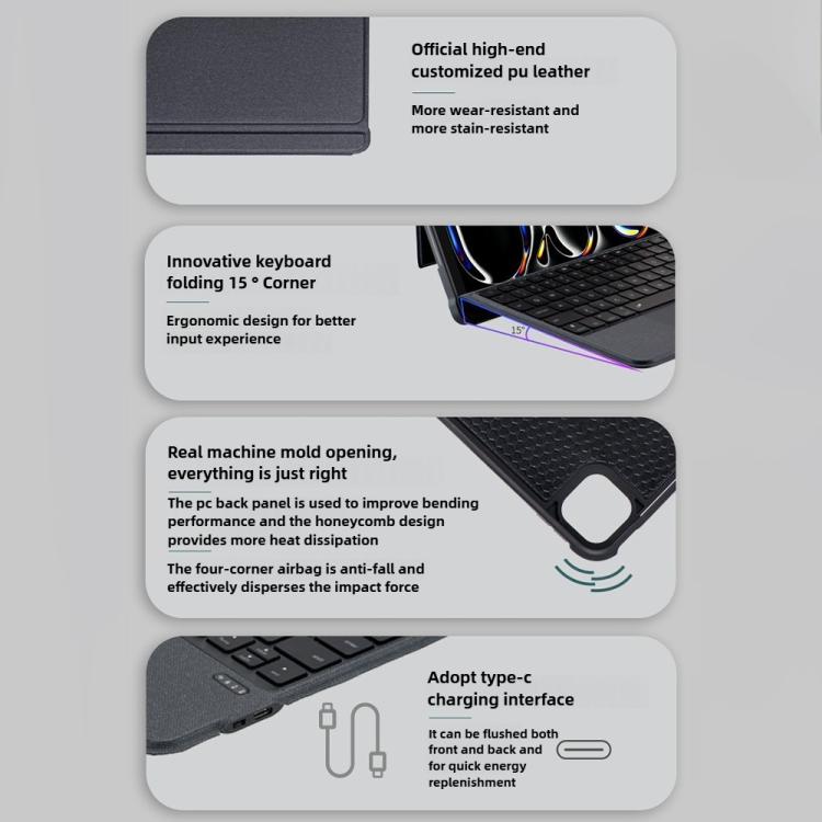 Para iPad Air 2022/2020 10.9, con separación magnética del maravilloso teclado de control y cuatro esquinas de la funda protectora de PU a prueba de caídas.
