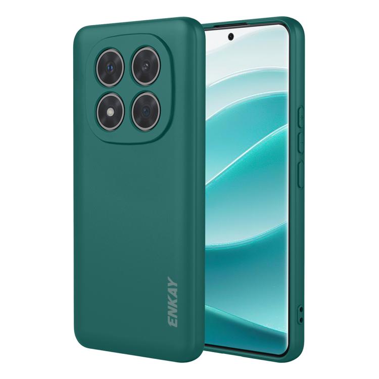 ENKAY - Funda de silicona líquida suave y a prueba de golpes para Redmi Note 14 Pro+ 5G Global (verde oscuro)