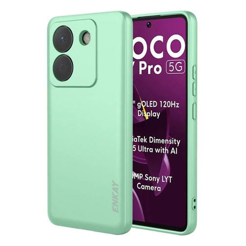 ENKAY - Funda de silicona líquida suave a prueba de golpes para Xiaomi Poco M7 Pro (verde claro)