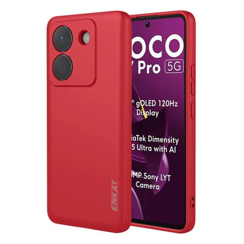 ENKAY - Funda de silicona líquida suave a prueba de golpes para Xiaomi Poco M7 Pro (roja)
