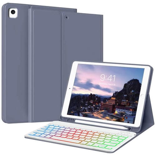 Funda con teclado magnético Bluetooth para iPad 2025 (morado lavanda)