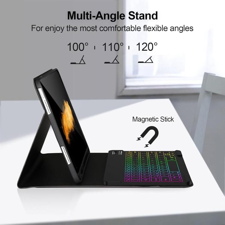 Funda magnética con teclado Bluetooth a color para iPad Air 2022/2020 de 10,9 pulgadas (negro premium)