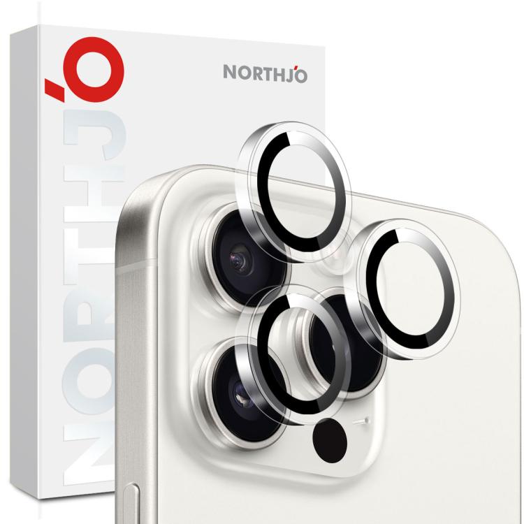 Protector de lente de cámara NORTHJO con anillo transparente de vidrio templado para iPhone 16 Pro/16 Pro Max (transparente)