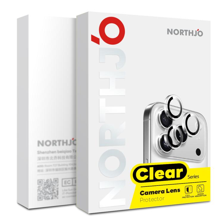 Protector de lente de cámara NORTHJO con anillo transparente de vidrio templado para iPhone 16 Pro/16 Pro Max (transparente)