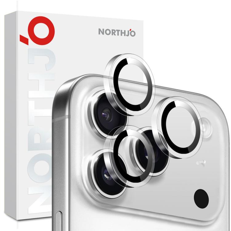Protector de lente de cámara NORTHJO con anillo transparente de vidrio templado para iPhone 17 Pro/17 Pro Max (transparente)