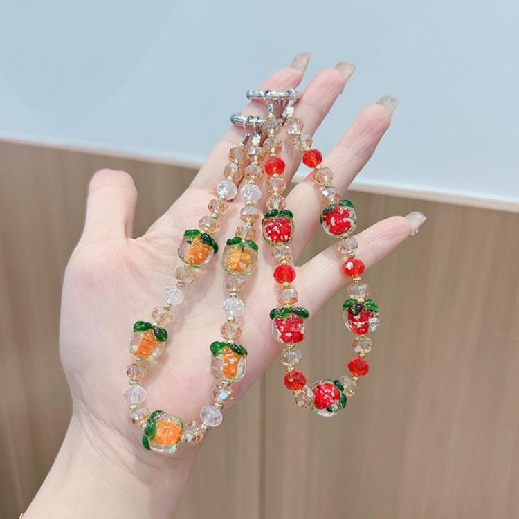 Cadena luminosa para teléfono con cristales de caqui (naranja)